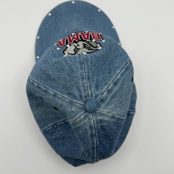 Rare Vintage Cap Hat Alabama Blue Denim Crimson Tide Bama Roll Tide Rhinestone - Picture 2 of 7